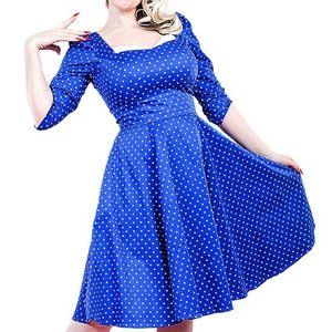 🌟Hearts & Roses || Blue Polka Dot Dress